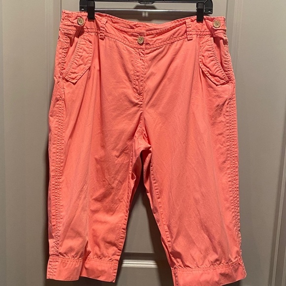 JH Collectibles Pants - Coral Cotton Capri Pants Women Size 16W Cropped Summer Casual Pull On Style